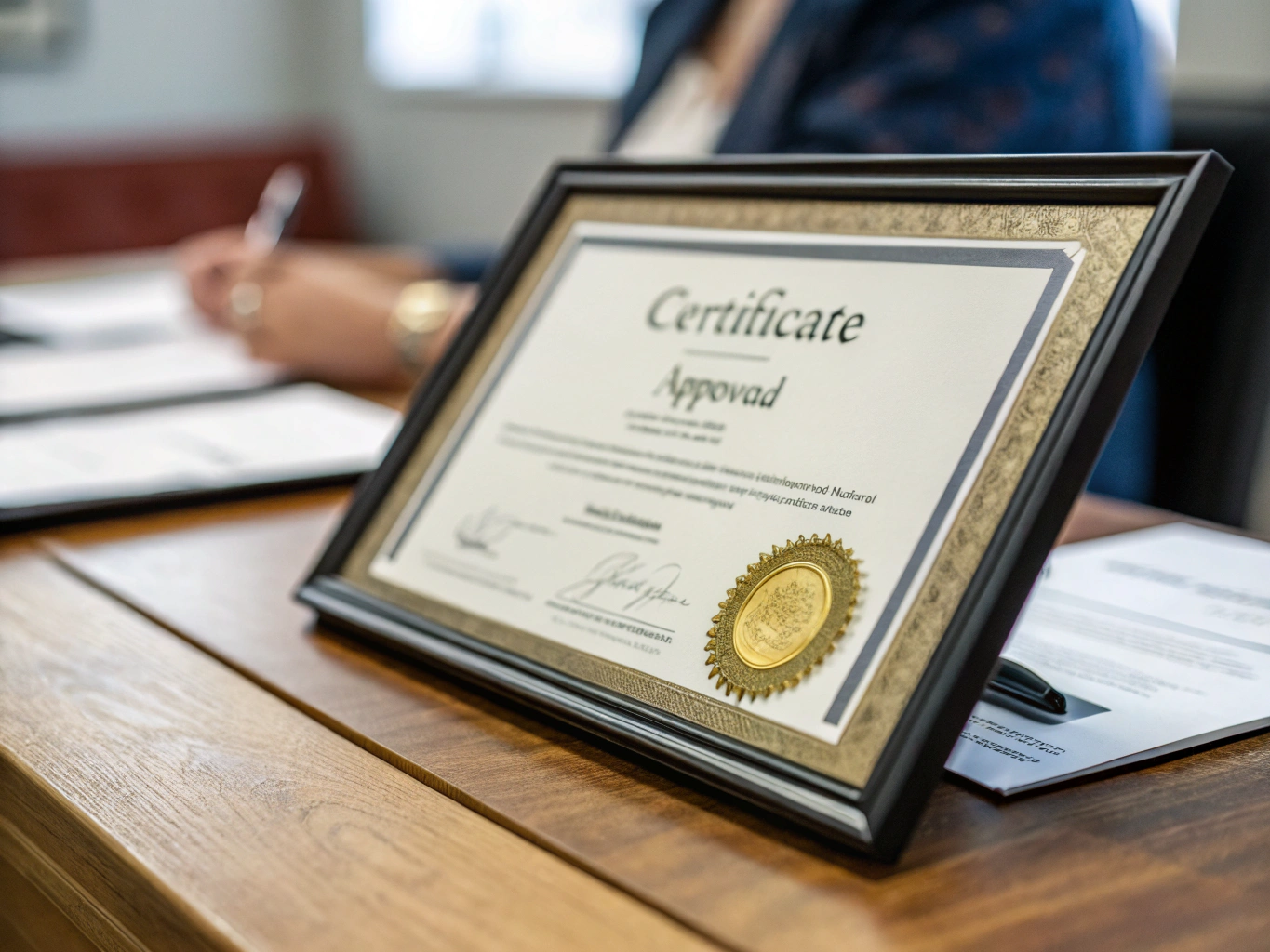 Certificato di qualità accademica esposto in ufficio