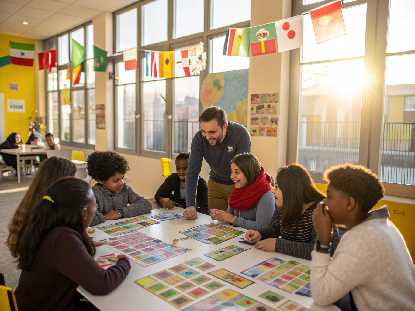 Gruppo di studenti internazionali in una classe di italiano