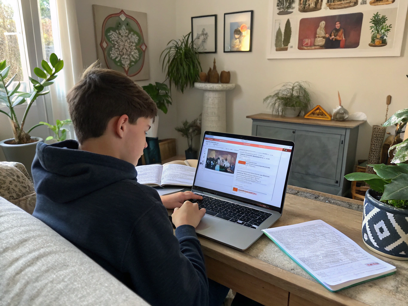 Studente che partecipa ad una lezione di lingua online con docente I.L.S.